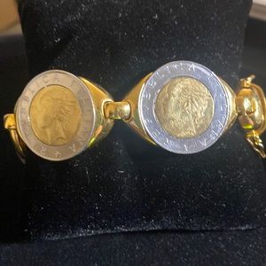 Milor bronze with gold wash lira bracelet with magnetic clasp and double lock